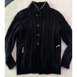 $3850 Brunello Cucinelli 100% Cashmere Chunky Navy Blue Cable Knit Unisex IT50